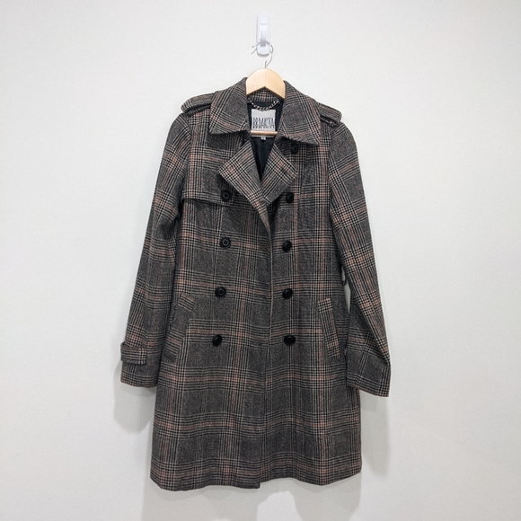 BB Dakota Jackets & Blazers - BB Dakota Brown Houndstooth Trench Coat